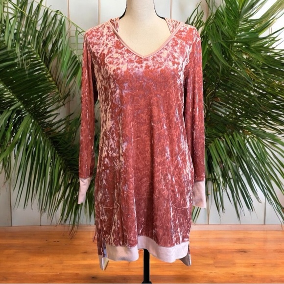 Betsey Johnson Crushed Velvet Hoodie Dress – Size Small - Picture 1 of 16
